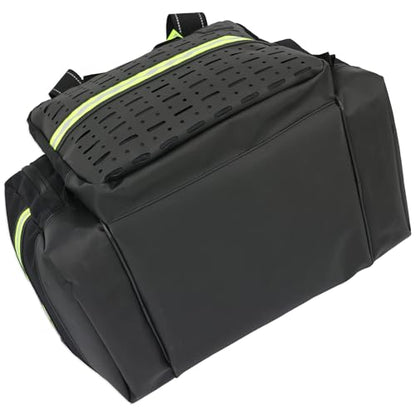 Lightning X Personalized EMT Trauma Bag – Large ALS Medical Bag with 6 Color-Coded Pouches, MOLLE Panel, Waterproof Bottom, Reflective EMS Gear, Custom Embroidered Name or Logo | LXMB35 - color: Black