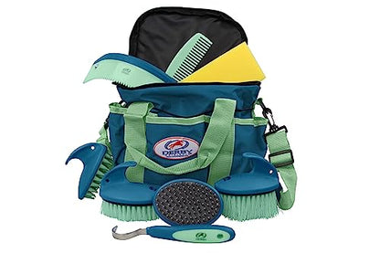 Derby Originals 9Piece Horse Grooming Set with Matching Nylon Carry Bag - Available in 8 Fun Colors, Green & Mint - color: Green/Mint