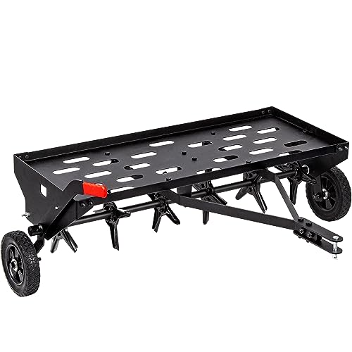 Suchtale 40-Inch Tow Behind Plug Aerator with Universal Hitch, Tow Plug Aerator with Extra-Wide Tow Bar, Durable Lawn Aerator Soil Penetrator Tractor with 24 Coring Plugs for Lawn, Farm and Garden