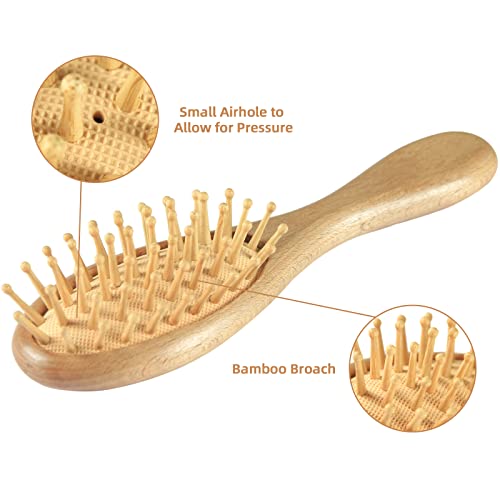 Elfzone Baby Hair Brush Comb Set 4PCS Wooden Bristle Cradle Cap Brush Gift | wooden brush set, soft goat bristle hair brush, silicone cradle cap brush, beech handle comb, ideal gift