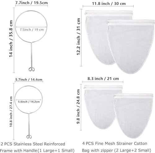 WMKGG Ultra Fine Mesh Strainer Bags, Reusable Mesh Filter Bags - size: Large Size + Small Size