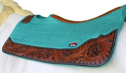 Horse 32"x30" Western Contoured Wool Felt Therapeutic Saddle Pad 39253 - color: Teal