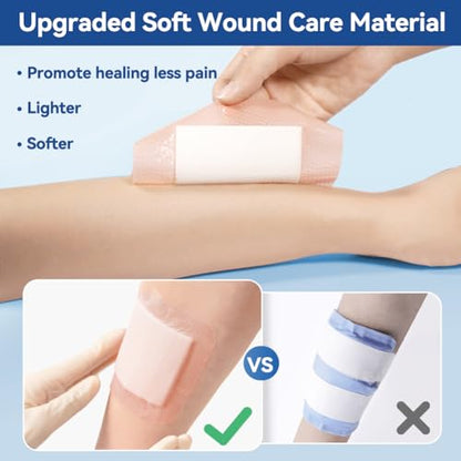 Dimora Silicone Ultra Absorbent Dressing Pads - Adhesive Wound Bandage with Gentle Border, Waterproof Soft Gauze for Post Surgical and Bed Sore Exudate Management 4"X 8" 10 Count - size: 4"x 8" - 10 pcs