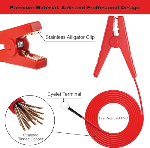 Fence Jumper Cables with Crocodile Clips, Electric Fence Jumping Lead - Solar Electric Fencing Connector Accessory Ideal for Fencing System