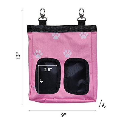 RIOUSSI Guinea Pig Hay Feeder, Hanging Rabbit Hay Feeder Bag. Pink Paws - color: Pinkpaws