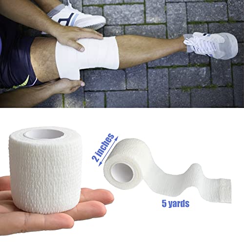 2 Inches Self Adhesive Bandage Wrap Cohesive Wrap, 9 Pack, White - color: White, size: 2 Inch