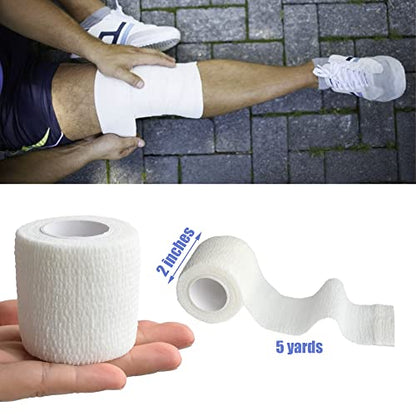 2 Inches Self Adhesive Bandage Wrap Cohesive Wrap, 9 Pack, White - color: White, size: 2 Inch