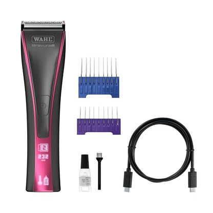 Wahl Pro Animal Bravura 2 Cordless Pet Clipper, Brilliant Rose | Rechargeable 2-Speed Cordless Clipper, 5-in-1 Diamond Pro Blade with DLC Coating, Textured Grip for Comfort