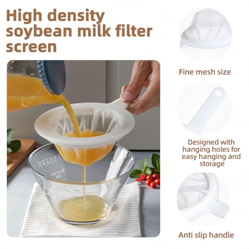 High Density Ultra-Fine Nylon Mesh Strainer Set - 3 in 1 (100/200/400 Micron) -Nylon Mesh, 100/200/400 Mesh for Coffee, Honey, Wine,Milk, Juice - Food Grade w/Non-Slip Handle & Hang Hole