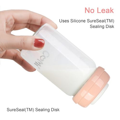 COMI Wide Neck Glass Breastmilk Collection n Storage Bottle, 8oz with Screw Ring Sealing Disk; Re-markable Sealing Disc. BPA Free, Fits Breast Pumps & Nipples (2 Pink Lids) - style: 240ml 2PINK