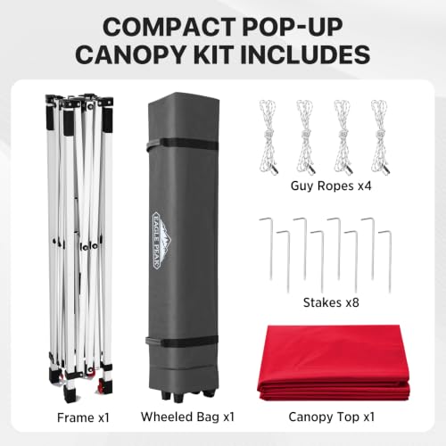 EAGLE PEAK 6.6x6.6 Pop Up Canopy Tent Easy Up Canopy Outdoor, Red - color: Red, size: 6.6x6.6