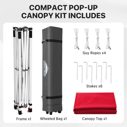 EAGLE PEAK 6.6x6.6 Pop Up Canopy Tent Easy Up Canopy Outdoor, Red - color: Red, size: 6.6x6.6