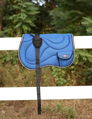 Harrison Howard Bareback Horse Riding Pad Breathable Mesh Cushioned No-Saddle Pad with Girth for Trail Training - color: Champion Blue