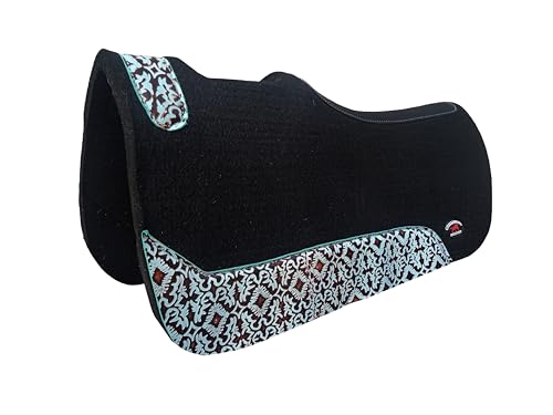 CHALLENGER 30x30 Contoured Wool Felt Western Saddle Pad Embossed Wear Leathers 3926CON - color: Turquoise Relic