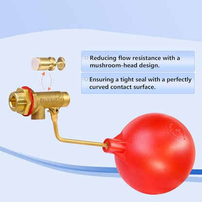 Pool Auto Fill Float Valve 3/8", Brass Water Level Valve for Pool & Pond