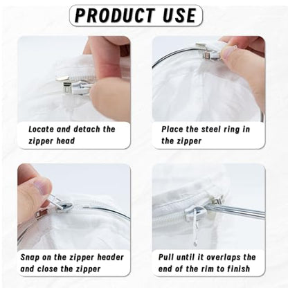 4 Pcs Ultra Fine Mesh Strainer Bags Reusable Mesh Filter Bag | 4 Pcs Ultra Fine Mesh Strainer Bags with 2 Pcs Handle Frame, Reusable Mesh Filter Bag for Filter Juice Nut Milk Oil and Soup
