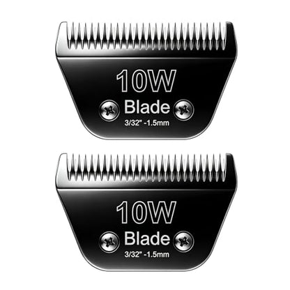 2PCS 10W Wide Blades Dog Grooming Blades Compatible with Andis Dog Clippers - size: Black/10W