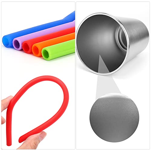 ShineMe 5Pack Kids Cups with Straws and Lids Spill Proof, 12oz Toddler Straw Cups with Colorful Silicone Sleeves, Unbreakable Stainless Steel Water Tumblers for Cold & Hot Drinks - color: orange, purple, red, green, blue