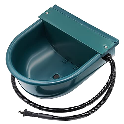 MINYULUA Automatic Heated Dog Water Bowl Large Capacity Livestock Waterer Outdoor Pet Thermal-Bowl Drinking Bowl for Dogs Horse Cattle Cow Goat Pig Animal - color: green
