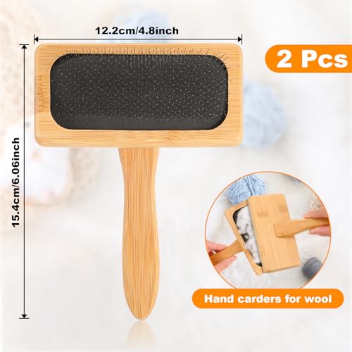 2 Pcs Wool Carders, Hand Carders for Wool Needle Felting Brush Needle Felting Carding Brushes Tools for Craft Felt Project(Black)