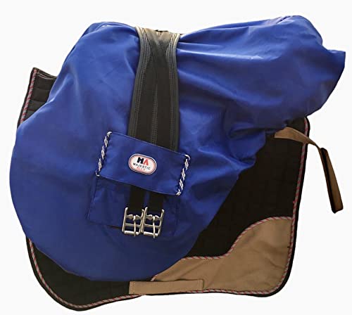 Majestic Ally Nylon Waterproof Fleece Lined Ride On English Saddle Cover-Multiple Color (Royal Blue) - color: Royal Blue