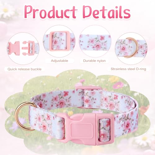 Copper Bell Goat Collar, Pink Flower Girly Style for Pygmy Goats and Lambs
