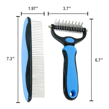 Pet Grooming Rake for Dogs & Cats - Double-Sided Deshedding and Dematting Tool, Gently Remove 95% of Loose Undercoat & Mats for Long-Haired Pets, Painless Fur Brush for Shedding Control (Comb+Nail) - color: Comb+Nail