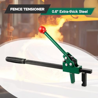 LEIFIDE 1 Pc Chain Link Fence Stretcher Tool Ratcheting Wire Tightener Puller for Woven Wire Fence 1.7''-9'' Tension Range Hooked Groove One-Hand Operation (16.5 Inch,Green) - color: Green, size: 16.5 Inch