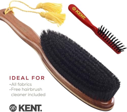 Kent CS1B Clothes Brush, Fabric Lint Remover for Cotton, Wool, Suede and Silk, Pure Black Bristles Handcrafted Two Tone Cherrywood Veneer Remover for Dust, Fluff and pet Hair. Made in England - style: CS1B
