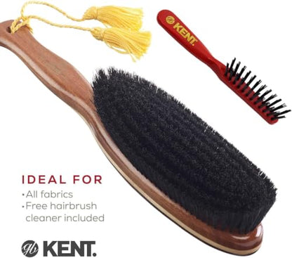 Kent CS1B Clothes Brush, Fabric Lint Remover for Cotton, Wool, Suede and Silk, Pure Black Bristles Handcrafted Two Tone Cherrywood Veneer Remover for Dust, Fluff and pet Hair. Made in England - style: CS1B