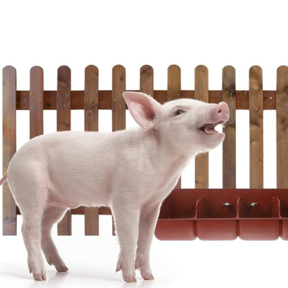 DOITOOL Pig Feeder 4 Compartment Pig Trough Plastic Fence Goat Feeder Livestock Feeding Container Pets Animal Farm Supplies - color: Brown, size: 46x14cm