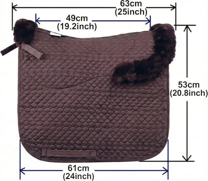 Woolous Dressage Saddle Pad, English Saddle Pad with Sheepskin Trim, Lambskin Wool Fleece Lining, Square Saddle Pad for Equestrian Riding, Comfortable & Shock Absorbing - color: Brown