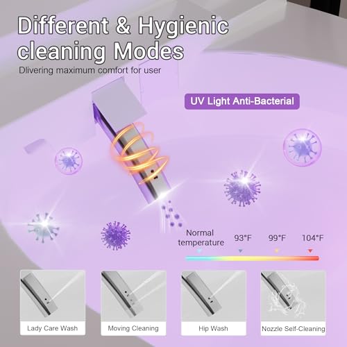 Smart Bidet Toilet w/Tank Heated Seat Cleaner Tablets Auto Flush/Lid&Seat | Foot Sensor UV-C light Electric Modern One Piece Toilet with Dryer LED Display Siphon Flush 1.28 GPF MAP 1000g - color: Bone White