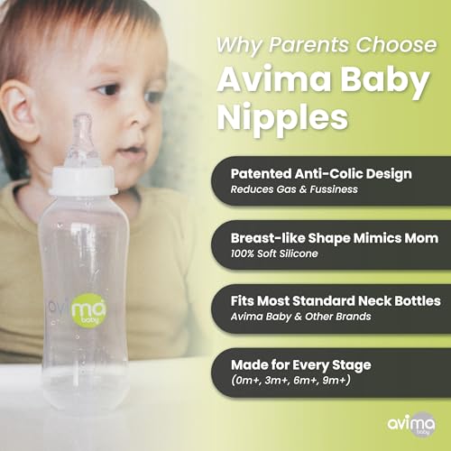 Avima Anti Colic Nipples for Narrow Neck Bottles, 0-3M, (Pack of 6)