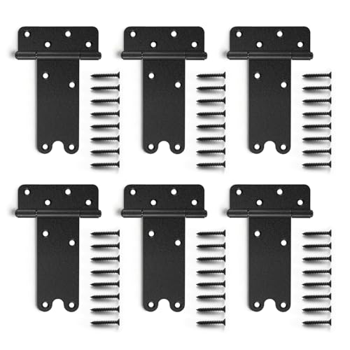 6“ Gate Hinges,280 Lbs Capacity,6 Pack Matte Black Heavy Duty Hinge | T-Strap Shed Door Hinges, Wrought Hardware for Wooden Fences, Barn Door Hinge (6“-6 pcs-U-Matte Black) - size: 6“-6 pcs-U-Matte Black