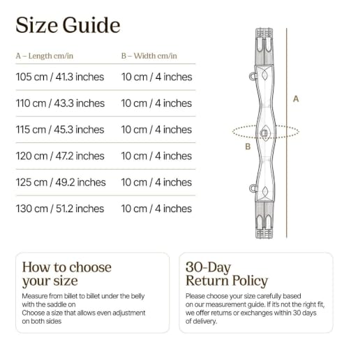Anatomical Leather English Girth – Double Elastic Steel Buckles - size: 115