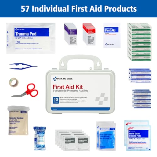 First Aid Only 6060 All-Purpose 10-Person Emergency First Aid Kit for Business, Worksite, Home, and Car, 57 Pieces - style: Aid Kit