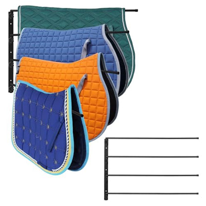 Saddle Pad Rack 4 Bar Wall Mount, Horse Blanket Holder 180 Degree Swing Rack Arms Saddle Rack Wall Mount for English Saddle Pad Storage Various Accessories (15.8 x 23.6 Inch)