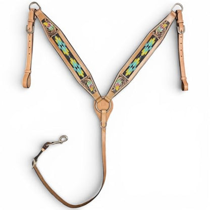 Majestic Ally Tooled Leather Western Headstall & Breast Collar Set – Handcrafted Leather, Classic Western Tack, Multiple Styles & Designs - style: 1063-NAT