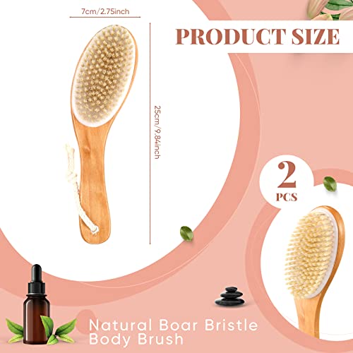 Gerrii 2 Pcs Dry Brushing Body Brush,Contoured Wooden Handle,Back Legs Feet