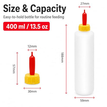 6Pcs Goat Feeding Bottles 400 ml/13.5 oz and 12 Nipples, Lamb and Kid Bottle, Livestock Baby Bottle for Sheep,Lamb,Calf and Other Mammal Feeding Bottles