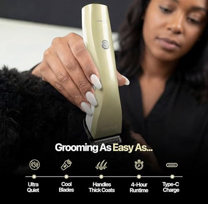 Hornet 5-in-1 Cordless Dog Clippers - Low Noise Pet Grooming, Grey | Precision trimmer for shaping and styling dogs and cats, with a detachable blade that adjusts across five cut settings