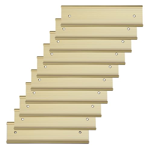 SINYUDUN 10 Pack 2” x 8”Aluminum Name Plate Holders for Door or Wall - color: Gold