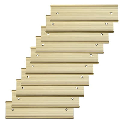 SINYUDUN 10 Pack 2” x 8”Aluminum Name Plate Holders for Door or Wall - color: Gold