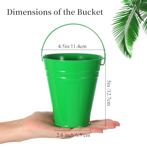 Sadnyy 12 Pack 4.5 X 5 inch Green Metal Buckets - color: Green, size: 4.5 x 5 in