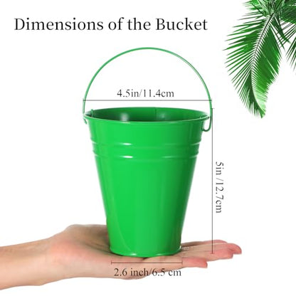 Sadnyy 12 Pack 4.5 X 5 inch Green Metal Buckets - color: Green, size: 4.5 x 5 in