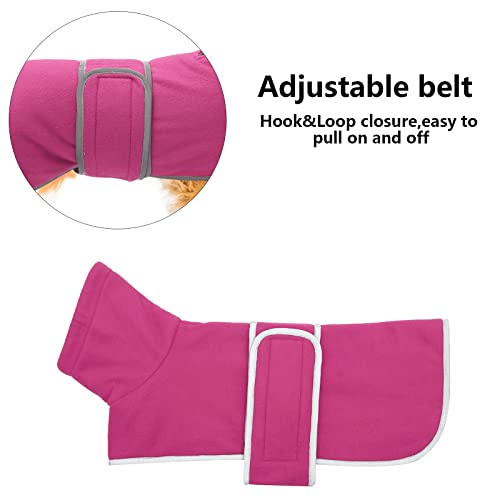 Dachshund Coats Sausage Dog Fleece Coat in Winter Miniature Dachshund Clothes with Hook and Loop Closure and high vis Reflective Trim Safety - Pink - M - color: Pink, size: Medium(Back: 17"-18"in)