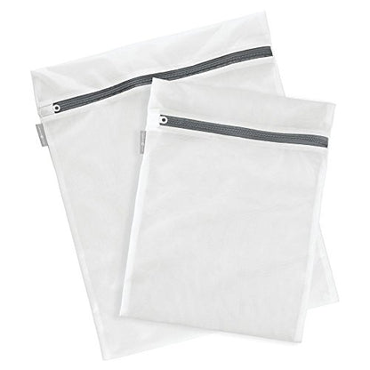 iDesign Mesh Laundry Bags with Built in Zipper for Cleaning Delicates– Set of 2, 1 Medium and 1 Large Bag, White - size: Medium and Large, style: Pack of 2