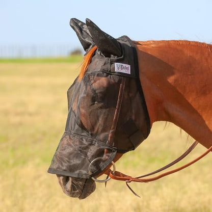 Cashel Quiet Ride Horse Fly Mask with Long Nose and Ears, Black, Draft - size: Draft