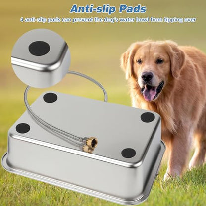 YUEPET 3 Gallon Auto Dog Water Bowl Dispenser Outside Automatic Water Dispenser for Large Dogs Stainless Steel Auto-Fill Dog Waterer Feeder with Float Valve for Pets Indoor Outdoor Use